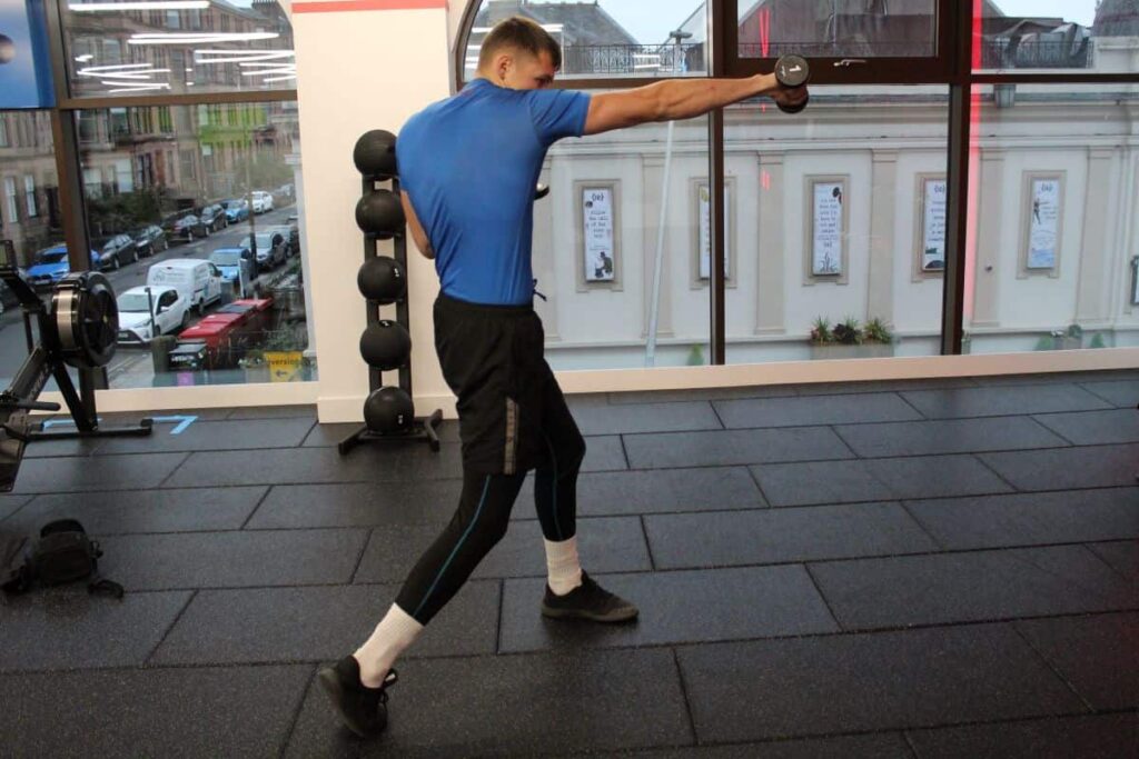 Boxer Mike doing weighted shadow boxing for faster jab