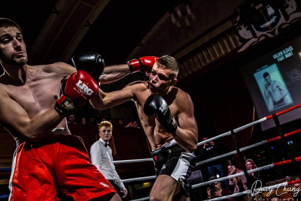 two boxers competing in a white-collar bout.