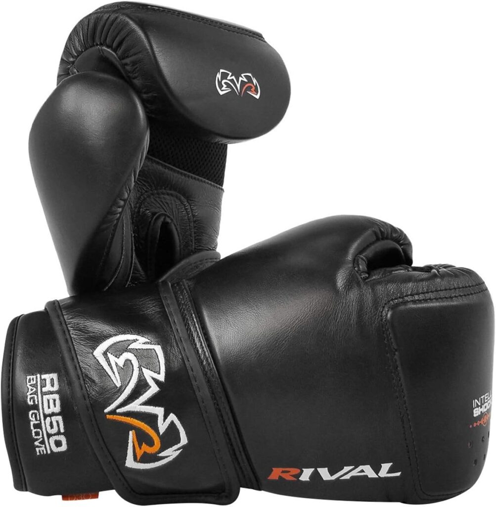 The brand RIVAL's Boxing RB50 Intelli-Shock Compact Bag Gloves