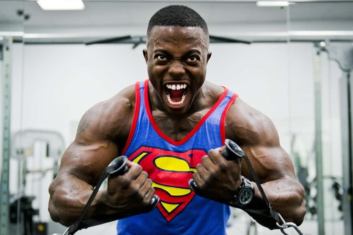 A shredded man with big biceps.
