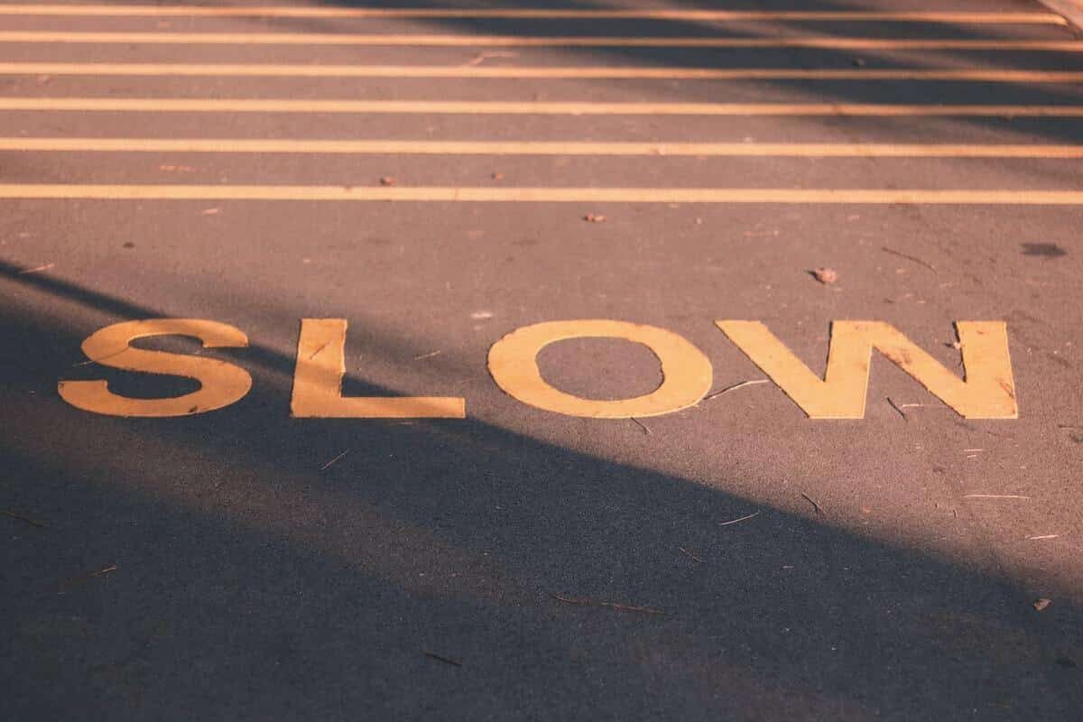 Slow road sign.
